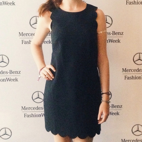 J. Crew Black Scalloped Mini Dress - Picture 1 of 5